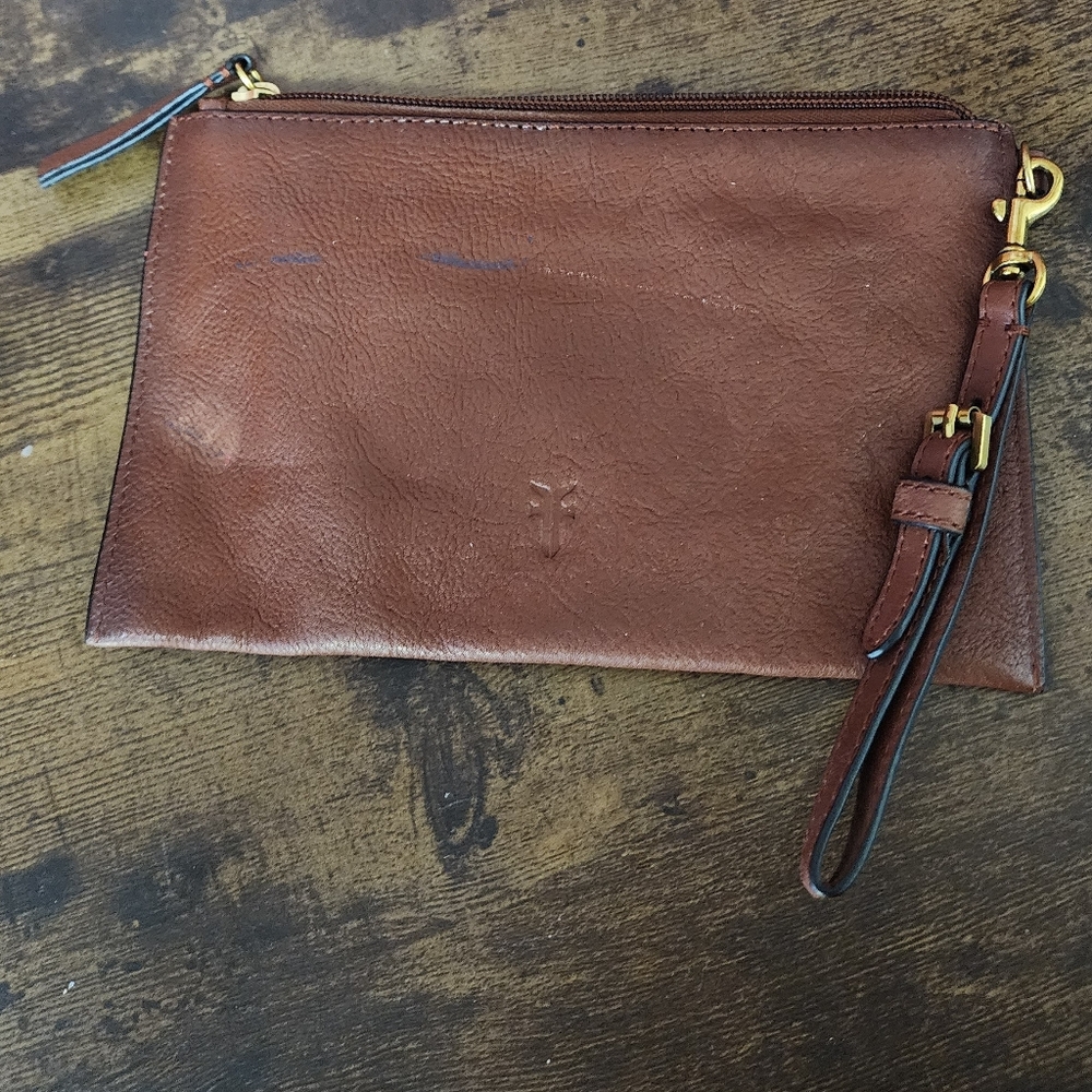 Frye Brown Leather Clutch Wristlet